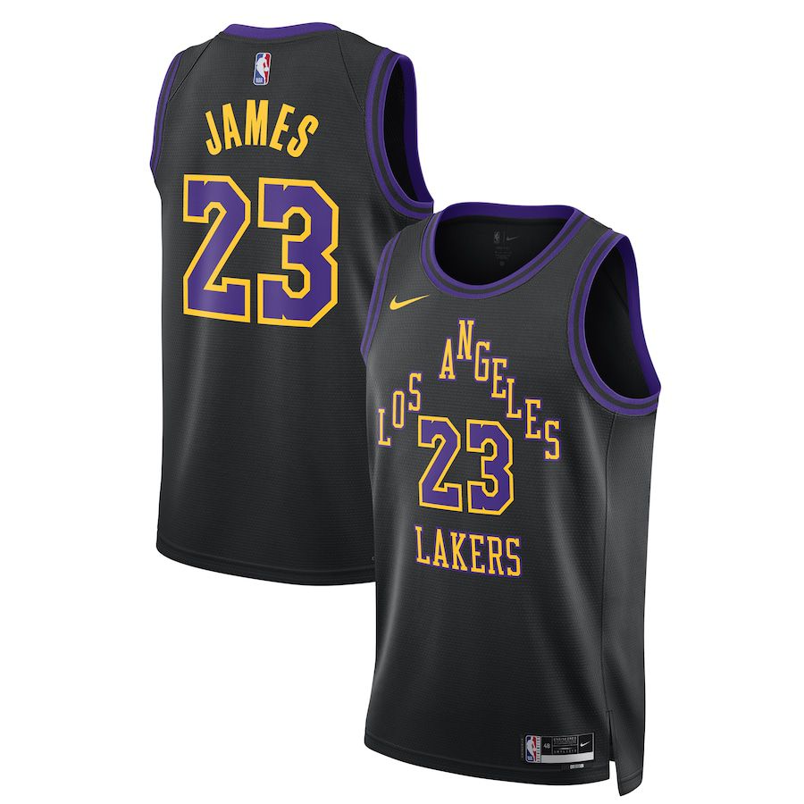 Men Los Angeles Lakers #23 LeBron James Nike Black City Edition 2023-24 Swingman NBA Jersey